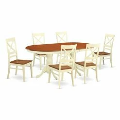 Best Sale ⭐ Oval East West Furniture Plainville 7 Piece Cross-And-Ladder Dining Table Set ❤️