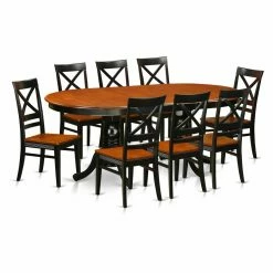 Deals 🧨 Oval East West Furniture Plainville 9 Piece Cross-And-Ladder Dining Table Set 🤩