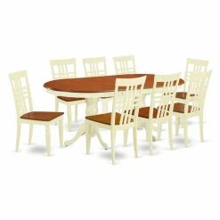 Outlet 👍 Oval East West Furniture Plainville 9-Piece Lattice-back Dining Table Set 👏