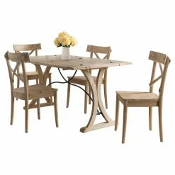 Hot Sale 🛒 Rectangle Picket House Furnishings Keaton 5 Piece Folding Top Dining Set 🧨