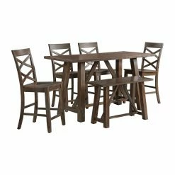 Best Pirce 🧨 Rectangle Picket House Furnishings Regan 6 Piece Counter Height Dining Set 🔥