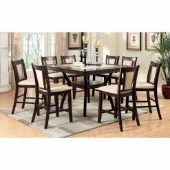 Cheapest 🎁 Square Furniture Of America Mullican 9 Piece Counter Height Display Top Ivory Dining Set 🥰