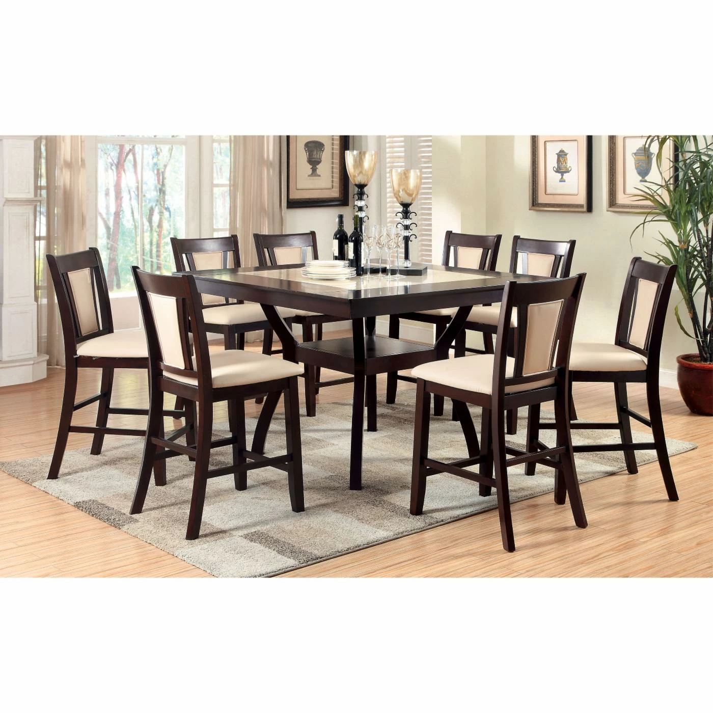 Cheapest 🎁 Square Furniture Of America Mullican 9 Piece Counter Height Display Top Ivory Dining Set 🥰 3 Cheapest 🎁 Square Furniture Of America Mullican 9 Piece Counter Height Display Top Ivory Dining Set 🥰