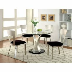 Best deal 🔔 Round Furniture Of America Sparling Contemporary 5 Piece Dining Table Set With Open Back Chairs 👍