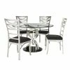 Best Pirce ⭐ Round Furniture Of America Sparling 5 Piece Dining Table Set With Spiraling Base 🧨 -Kitchen Sales Store masterENLB1904