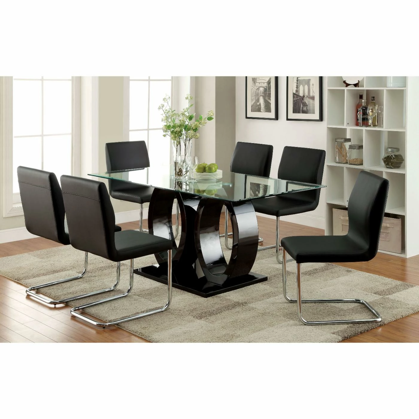 Buy ๐ Rectangle Furniture Of America Damore Contemporary 7 Piece High Gloss Dining Table Set - Black ๐ฏ 3 Buy ๐ Rectangle Furniture Of America Damore Contemporary 7 Piece High Gloss Dining Table Set - Black ๐ฏ