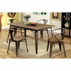 Promo ๐ Rectangle Furniture Of America Olmsted 5 Piece Metal Framed Dining Table Set โญ