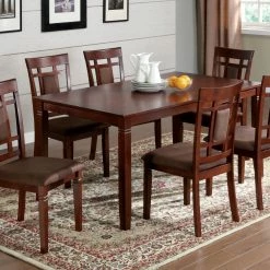 Hot Sale 👍 Rectangle Furniture Of America Charlotte 7 Piece Dark Cherry Dining Set 😉