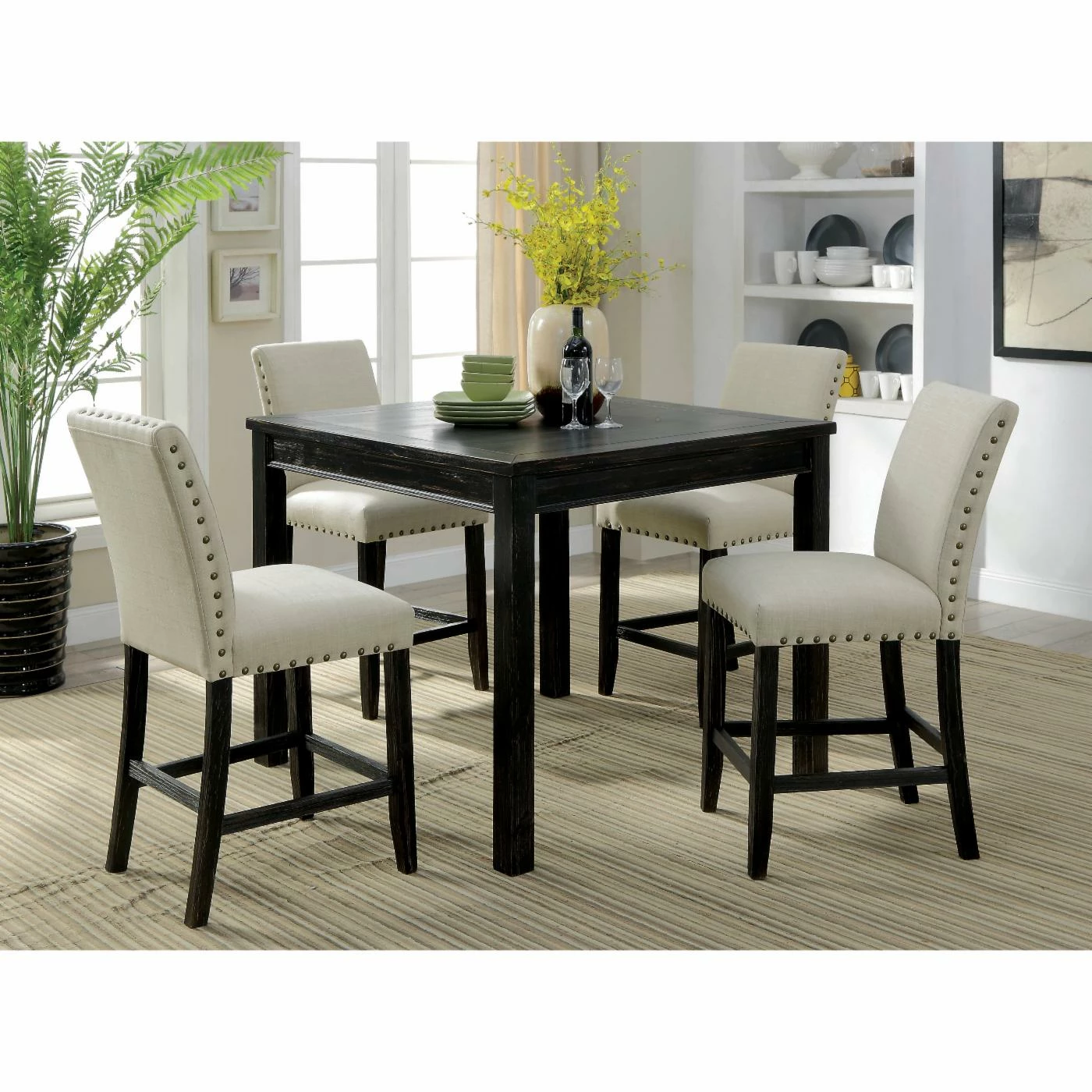Outlet ⭐ Square Furniture Of America Verdugo 5 Piece Rustic Counter Height Table Set 😀 3 Outlet ⭐ Square Furniture Of America Verdugo 5 Piece Rustic Counter Height Table Set 😀