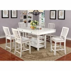 Best deal ✔️ Rectangle Furniture Of America Loretta 7 Piece French Country Weathered Counter Height Table Set 🥰