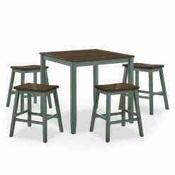 Best Sale ๐ Square Furniture Of America Contra Costa 5-Piece Counter Height Table Set - Antique Green ๐งจ