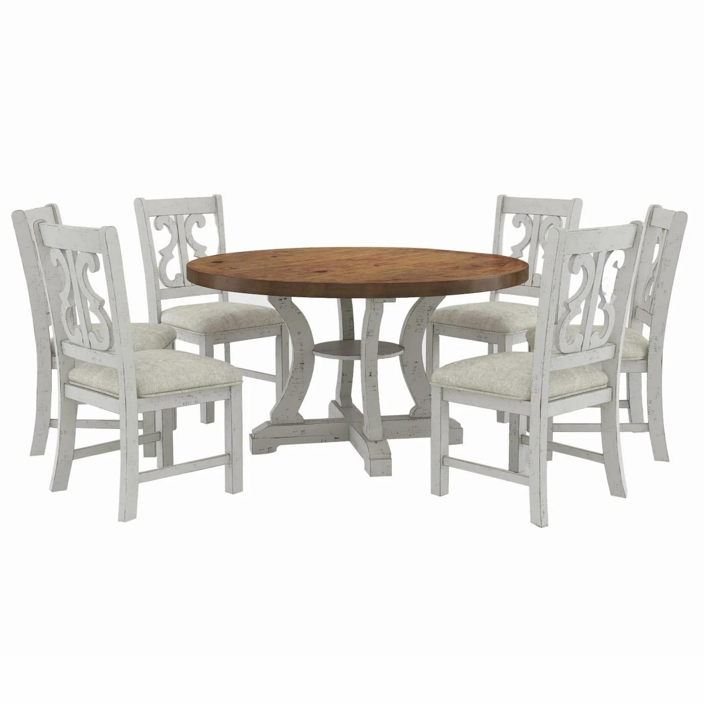 Promo ✨ Furniture Of America Mudd Transitional 7-Piece Round Dining Table Set 🌟 3 Promo ✨ Furniture Of America Mudd Transitional 7-Piece Round Dining Table Set 🌟