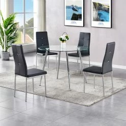Coupon ❤️ Round Best Master Furniture Chapman 5 Piece Modern Dinette Set - Black ❤️