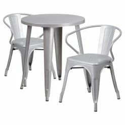 Cheapest 😀 Flash Furniture 24 In. Round Metal Indoor-Outdoor Table Set With 2 Splat Back Arm Chairs 🛒