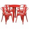 Promo 💯 Casual Dining Sets Flash Furniture 24 In. Round Metal Indoor-Outdoor Table Set With 4 Splat Back Arm Chairs 😉 -Kitchen Sales Store masterFLSH1106