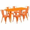 Wholesale 😉 Rectangle Flash Furniture 31.5 X 63 In. Rectangular Metal Indoor-Outdoor Table Set With 6 Stack Chairs 🔥 -Kitchen Sales Store masterFLSH1247