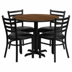 Best reviews of ✨ Flash Furniture 36 In. Round Laminate Table Set With 4 Black Vinyl Seat Ladder Back Barstools 💯