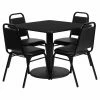 Flash Sale 🔔 Flash Furniture 36 In. Square Laminate Table Set With 4 Black Trapezoidal Back Metal Banquet Chairs 💯 -Kitchen Sales Store masterFLSH1332