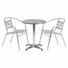 Best Pirce 🎉 Flash Furniture 23.5 In. Round Aluminum Indoor-Outdoor Table With 2 Slat Back Arm Chairs ✔️ 2 Best Pirce 🎉 Flash Furniture 23.5 In. Round Aluminum Indoor-Outdoor Table With 2 Slat Back Arm Chairs ✔️ -Kitchen Sales Store masterFLSH1336