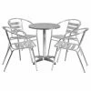 Top 10 💯 Flash Furniture 23.5 In. Round Aluminum Indoor-Outdoor Table With 4 Slat Back Arm Chairs ❤️ -Kitchen Sales Store masterFLSH1337