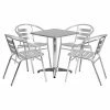 Buy 👍 Flash Furniture 23.5 In. Square Aluminum Indoor-Outdoor Table With 4 Slat Back Arm Chairs ✔️ -Kitchen Sales Store masterFLSH1342