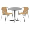 Wholesale 😀 Flash Furniture 27.5 In. Round Aluminum Indoor-Outdoor Table With 2 Rattan Arm Chairs ✔️