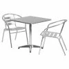 Budget 🎁 Flash Furniture 27.5 In. Square Aluminum Indoor-Outdoor Table With 2 Slat Back Arm Chairs ❤️ -Kitchen Sales Store masterFLSH1352