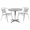 Cheap π Flash Furniture 31.5 In. Round Aluminum Indoor-Outdoor Table With 2 Slat Back Chairs π₯° 2 Cheap π Flash Furniture 31.5 In. Round Aluminum Indoor-Outdoor Table With 2 Slat Back Chairs π₯° -Kitchen Sales Store masterFLSH1358