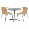 Discount ⌛ Flash Furniture 31.5 In. Round Aluminum Indoor-Outdoor Table With 2 Rattan Arm Chairs 🛒 -Kitchen Sales Store masterFLSH1360