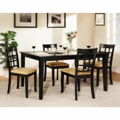 Outlet 👍 Homelegance Tibalt 5 Pc. Rectangle Black Dining Table Set - 60 In. With Window Back Chairs 👏