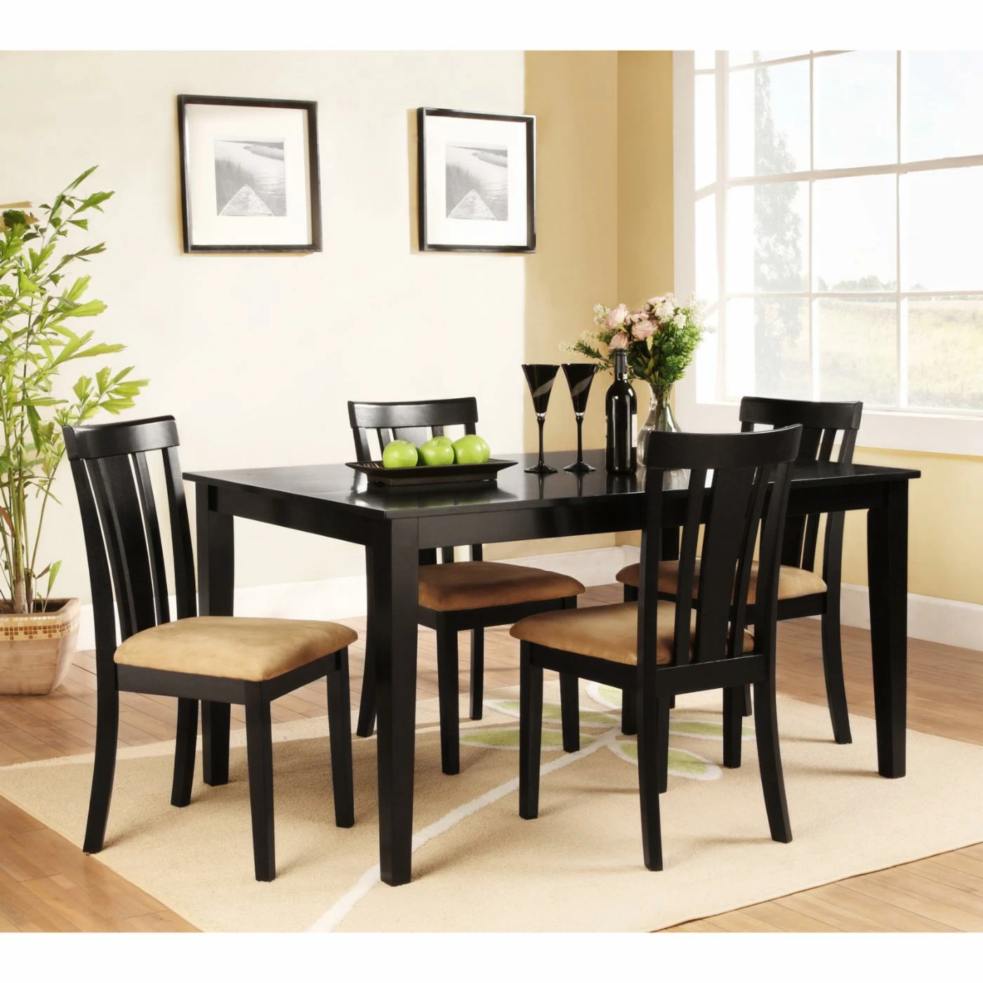 Hot Sale 🎉 Homelegance Tibalt 5 Piece Rectangle Black Dining Table Set - 60 In. With Slat Back Chairs 🤩 3 Hot Sale 🎉 Homelegance Tibalt 5 Piece Rectangle Black Dining Table Set - 60 In. With Slat Back Chairs 🤩