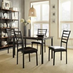 Wholesale 😉 Chelsea Lane Rectangle Weston Home Hamilton Faux Marble 5-Piece Metal Dining Set 👏