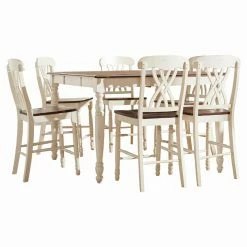 Best deal 🎉 Rectangle HumbleNest Homestead Distressed Two Tone 7 Piece Counter Height Dining Set 😀