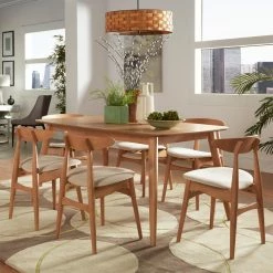 Cheapest 🎁 Rectangle Chelsea Lane Mid Century Modern 7 Piece Dining Set 🌟