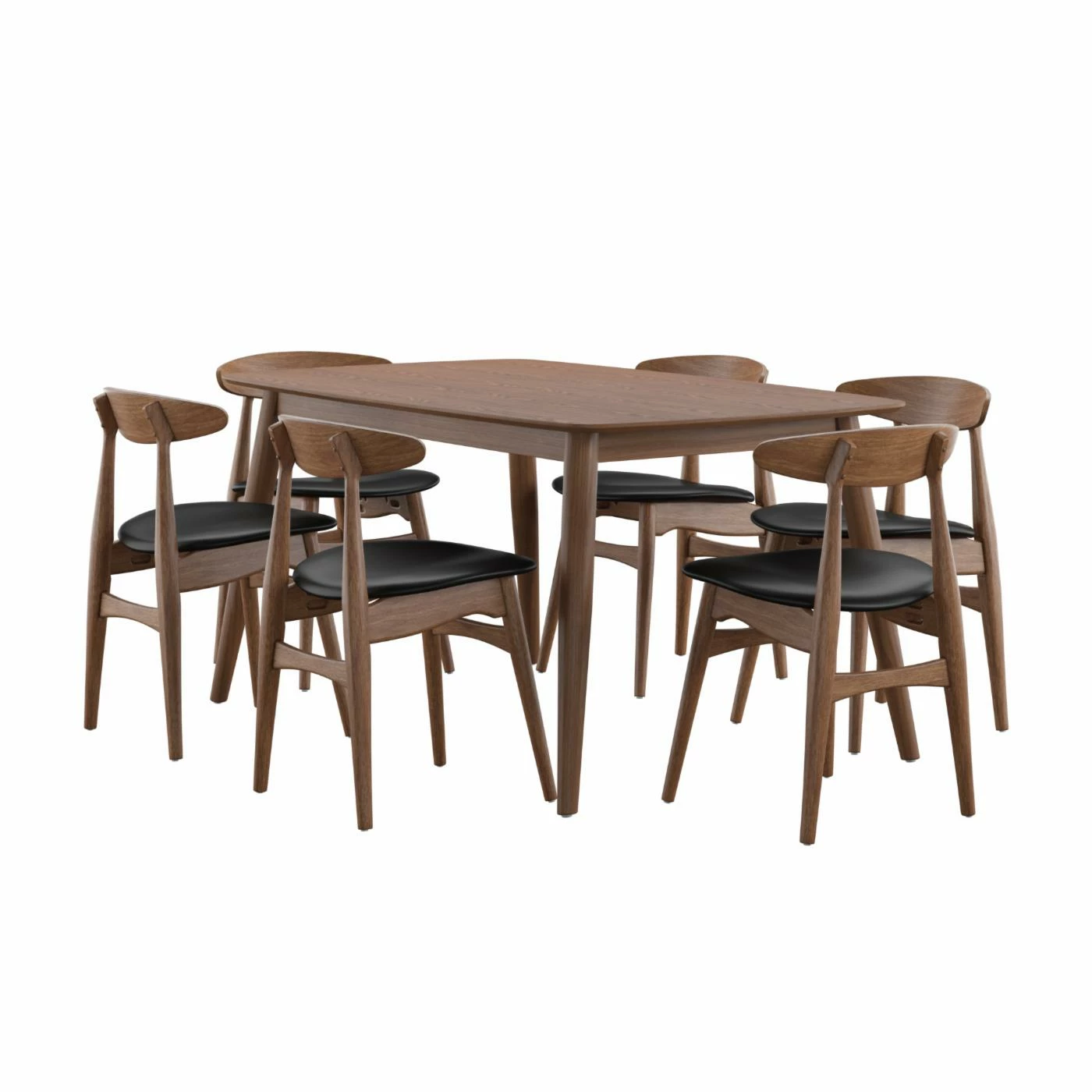 Discount 👏 Rectangle Chelsea Lane Mid Century Modern 7 Piece Dining Set With Faux Leather Chairs ✨ 3 Discount 👏 Rectangle Chelsea Lane Mid Century Modern 7 Piece Dining Set With Faux Leather Chairs ✨