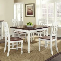 Deals 🎁 Rectangle Home Styles Monarch 5 Piece Dining Table With 4 Double X-Back Chairs - White & Oak 💯