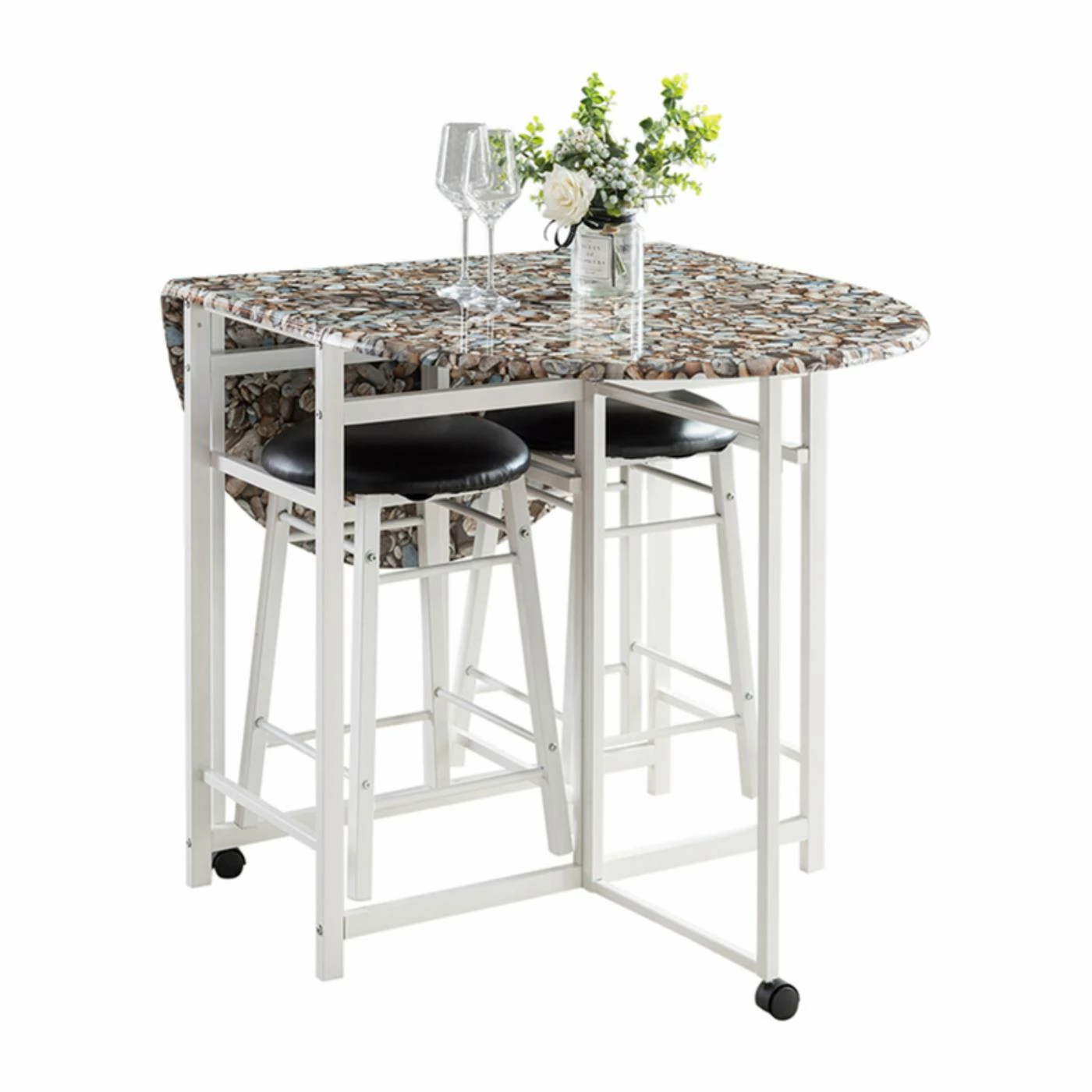 Outlet 👏 K&B Furniture Round K&B Furniture 3 Piece Faux Marble Dinette Set 🎉 3 Outlet 👏 K&B Furniture Round K&B Furniture 3 Piece Faux Marble Dinette Set 🎉