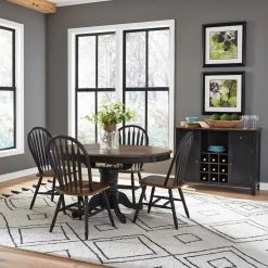 Outlet 😍 Round Liberty Furniture Carolina Crossing 5 Piece Pedestal Table Set- Black 🔥