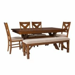 Cheapest 😍 Rectangle Powell Kraven 6-Piece Dining Set - Dark Hazelnut 👍