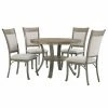 Promo 🛒 Round Powell Franklin 5-Piece Dining Set - Pewter 🧨 -Kitchen Sales Store masterLHD2432