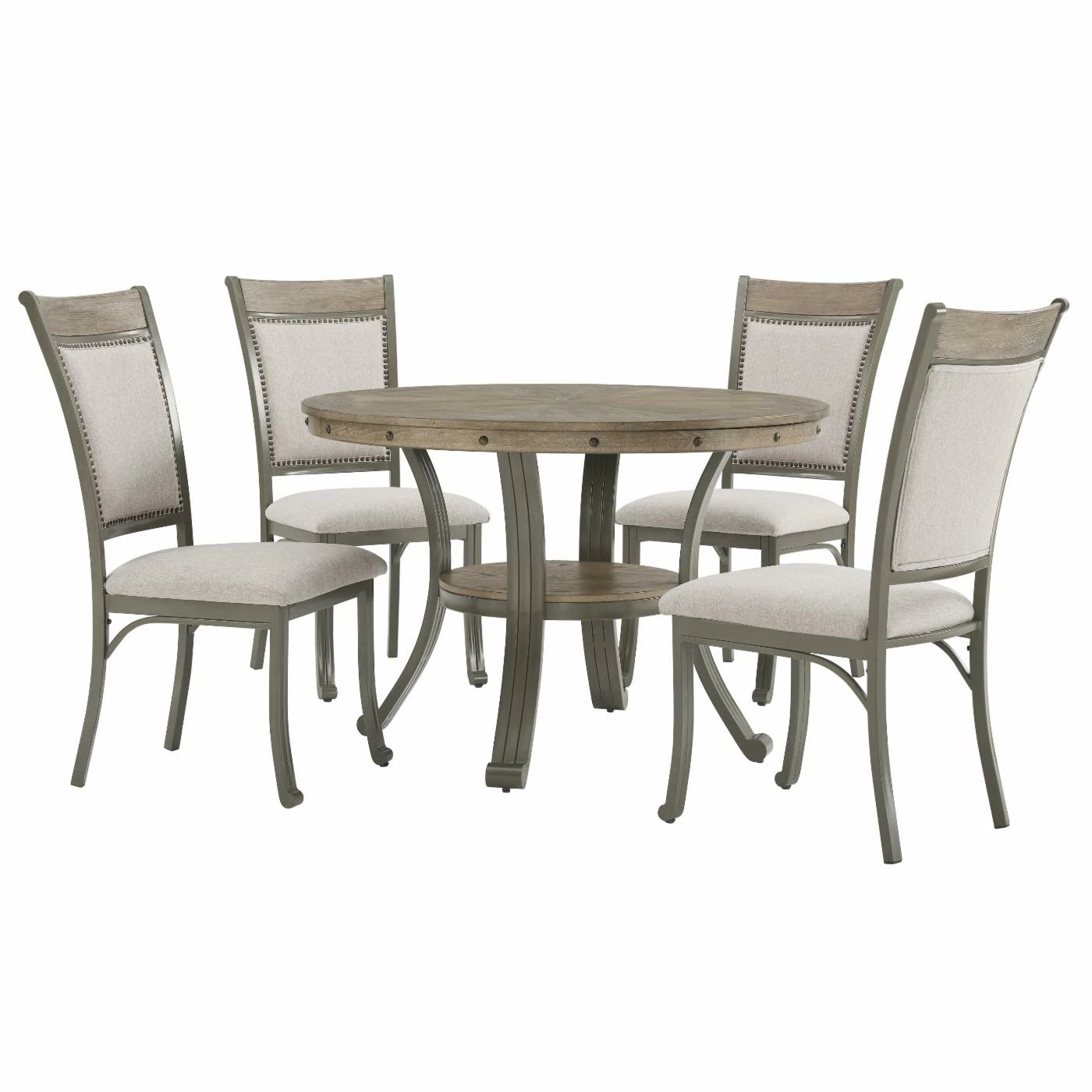 Promo ๐ Round Powell Franklin 5-Piece Dining Set - Pewter ๐งจ 3 Promo ๐ Round Powell Franklin 5-Piece Dining Set - Pewter ๐งจ