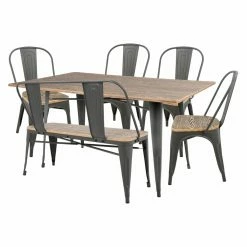 Promo 🔥 Rectangle LumiSource Oregon 6 Piece Industrial Dining Set 🥰
