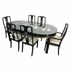Best deal ๐คฉ Oval Oriental Furniture Lacquered Dining Room Set โ๏ธ