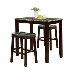 Best Sale 💯 Rectangle Roundhill Furniture 3 Piece Counter Height Breakfast Table Set ✔️