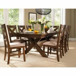 New ๐ Rectangle Roundhill Furniture Karven 9 Piece Wooden Dining Table Set ๐คฉ