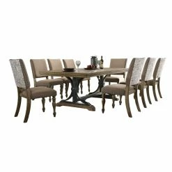 Promo ๐ Rectangle Roundhill Furniture Birmingham 9 Piece Butterfly Leaf Dining Table Set ๐คฉ