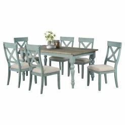 Best Sale 🥰 Rectangle Roundhill Furniture Prato 7 Piece Dining Table Set 💯