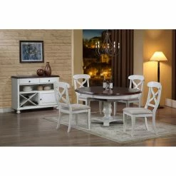 Coupon ๐คฉ Oval Sunset Trading Andrews 5 Piece Pedestal Dining Set - Antique White ๐ฏ