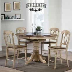 Discount 😀 Sunset Trading Brookdale 5 Piece Oval Counter Height Table Set With Napoleon Stools 🎁