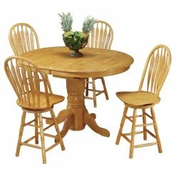 Buy 😉 Oval Sunset Trading 5 Piece Pedestal Butterfly Leaf Cafe Table Set With 24 In. Comfort Barstools 👏